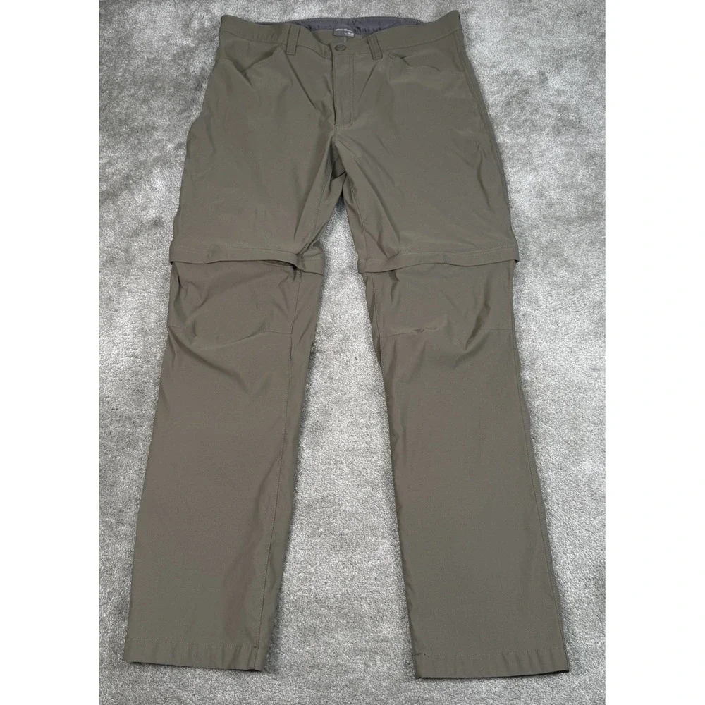 Eddie Bauer Convertible Tech‎ Pants Mens 38x34 Green Hiking Lightweight Shorts